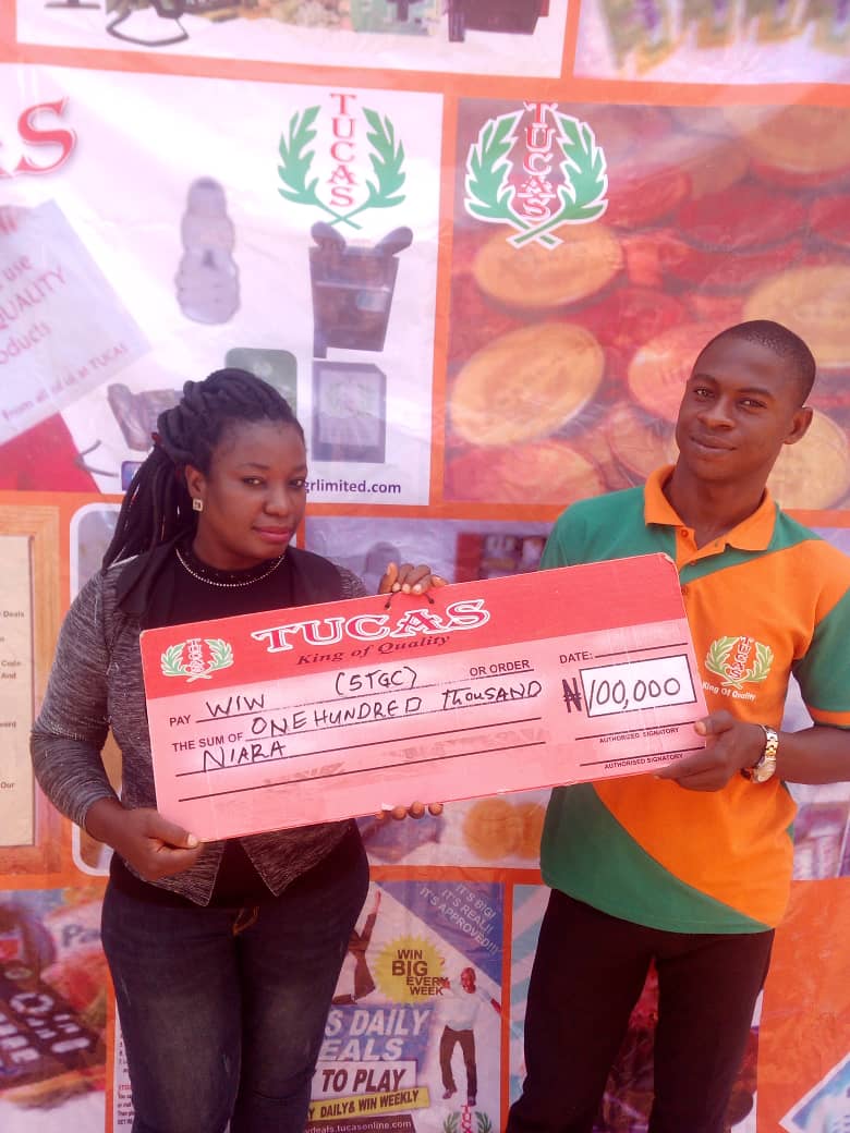 THE WINNER OF 100,000 NAIRA ON TUCAS DAILY DEALS